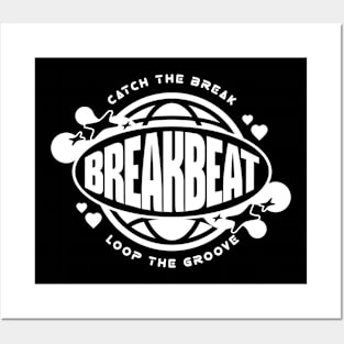 BREAKBEAT  - Y2K Catch the Globe (White) Posters and Art